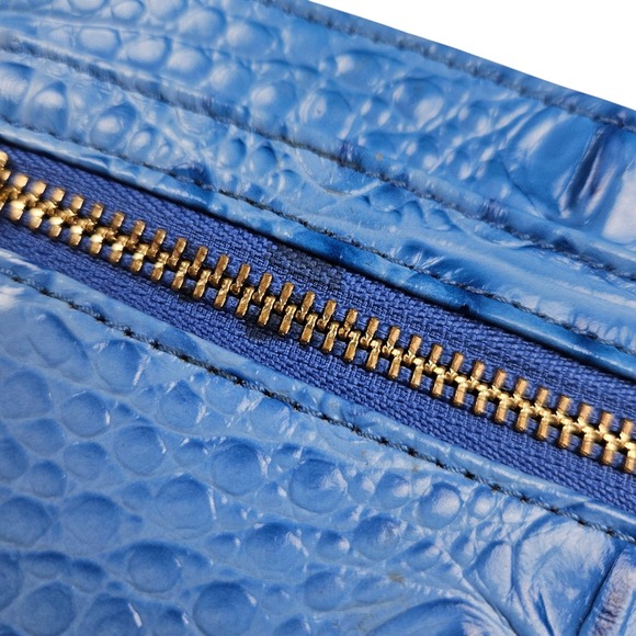 Brahmin Blue Vibrant Azure Melbourne Clutch Wristlet Crocodile Embossed Leather - Picture 4 of 16